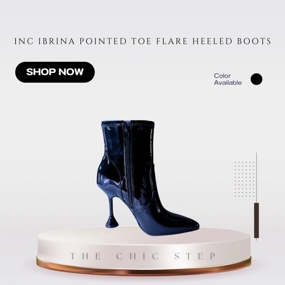 INC International Concepts Women’s Ibrina Pointed Toe Flare Heeled Boots Black - Picture 3 of 9